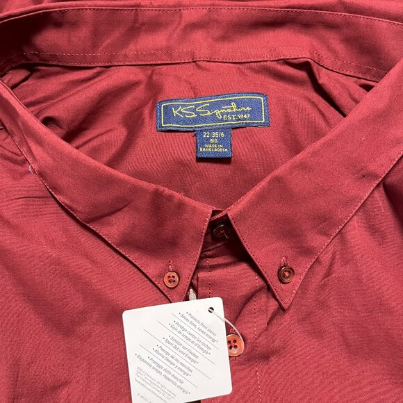 KS Signature Wrinkle-Free Long-Sleeve Button Dress Shirt - Size 22 35/36 BIG NWT - Picture 3 of 6
